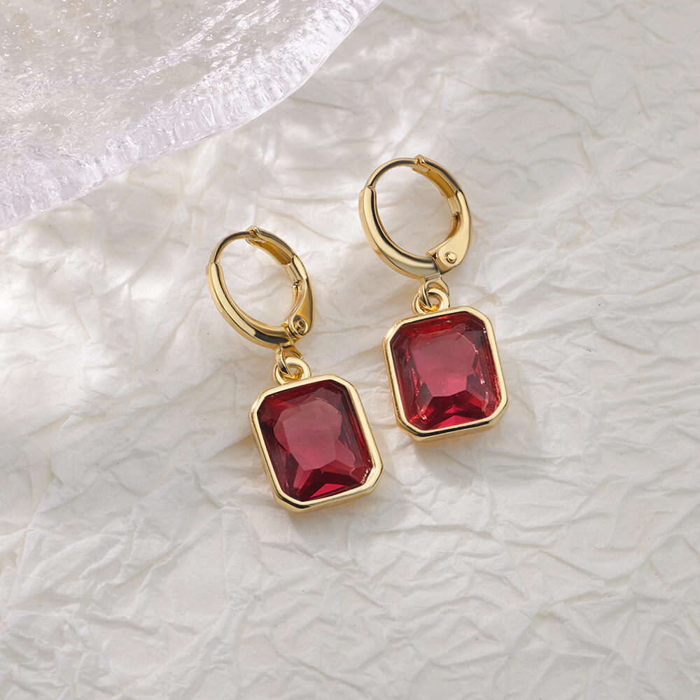 Colorful Stainless Steel Drop Dangle Earrings for Women Gold Plated Cubic Zirconia Square Earrings Aesthetic Jewerly pendientes