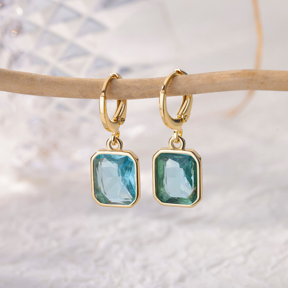 Colorful Stainless Steel Drop Dangle Earrings for Women Gold Plated Cubic Zirconia Square Earrings Aesthetic Jewerly pendientes