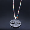 Colorful Turkey Tree of Life Stainless Steel Necklaces Women Silver Color Pendant Necklace jewlery acier inoxydable N5204S04