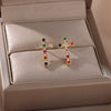 Colorful Zircon Cross Stud Earrings For Women Stainless Steel Crystal Earrings Retro Boho Religious Jewelry pendientes mujer