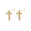 Colorful Zircon Cross Stud Earrings For Women Stainless Steel Crystal Earrings Retro Boho Religious Jewelry pendientes mujer