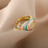 Colorful Zircon Dripping Oil Rings For Women Adjustable Open Stainless Steel Enamel Ring Engagement Wedding Couple Jewerly Gift