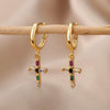 Colorful Zircon Drop Earrings for Women Stainless Steel Dangle Earring in Religion Style Wedding Jewerly Christmas Gifts