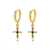 Colorful Zircon Drop Earrings for Women Stainless Steel Dangle Earring in Religion Style Wedding Jewerly Christmas Gifts