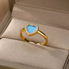 Colorful Zircon Heart Rings For Women Open Adjustable Stainless Stainless Crystal Finger Ring Bling Party Couple Jewerly anillos