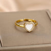 Colorful Zircon Heart Rings For Women Open Adjustable Stainless Stainless Crystal Finger Ring Bling Party Couple Jewerly anillos