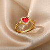 Colorful Zircon Heart Rings For Women Open Adjustable Stainless Stainless Crystal Finger Ring Bling Party Couple Jewerly anillos