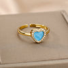 Colorful Zircon Heart Rings For Women Open Adjustable Stainless Stainless Crystal Finger Ring Bling Party Couple Jewerly anillos
