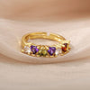 Colorful Zircon Heart Rings for Women Open Adjustable Stainless Steel Finger Ring Couple Boho Aesthetic Jewelry anillos mujer