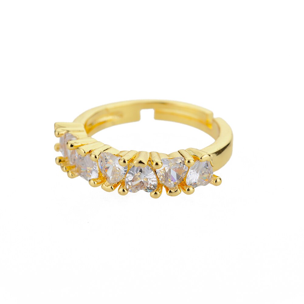 Colorful Zircon Heart Rings for Women Open Adjustable Stainless Steel Finger Ring Couple Boho Aesthetic Jewelry anillos mujer