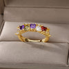 Colorful Zircon Heart Rings for Women Open Adjustable Stainless Steel Finger Ring Couple Boho Aesthetic Jewelry anillos mujer
