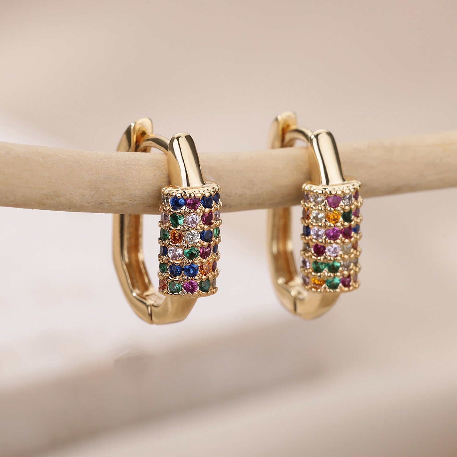 Colorful Zircon Hoop Earrings For Women Girls Luxury Stainless Steel Earring 2023 Trend Summer Couple Jewelry pendientes mujer