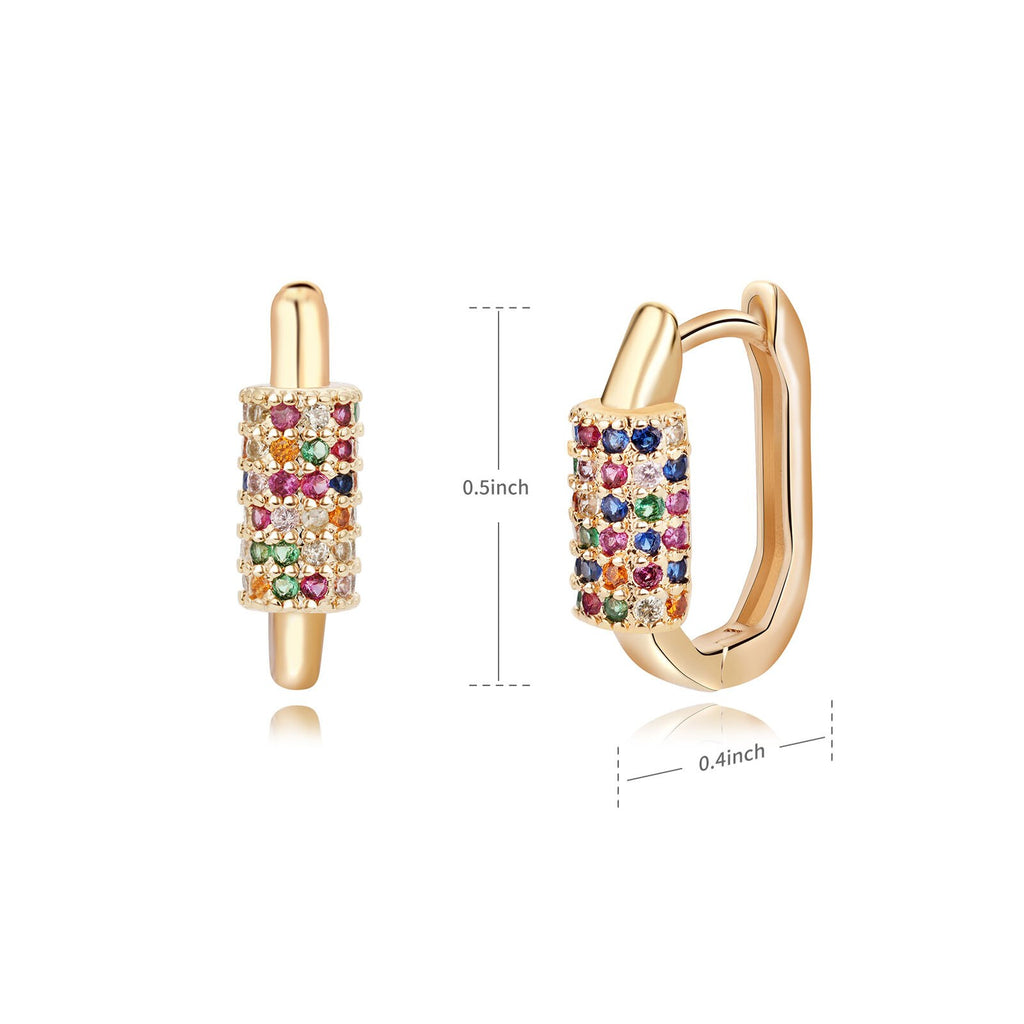 Colorful Zircon Hoop Earrings For Women Girls Luxury Stainless Steel Earring 2023 Trend Summer Couple Jewelry pendientes mujer