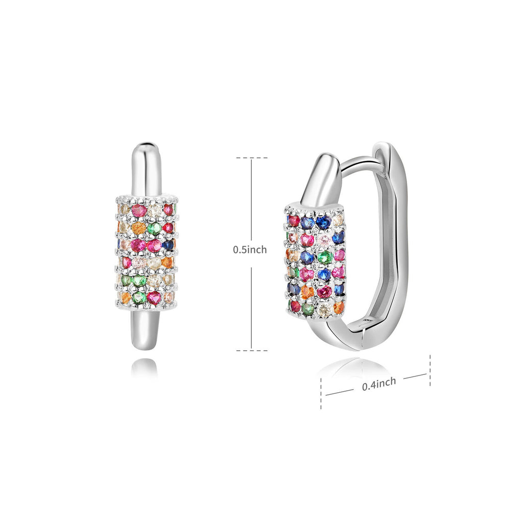 Colorful Zircon Hoop Earrings For Women Girls Luxury Stainless Steel Earring 2023 Trend Summer Couple Jewelry pendientes mujer