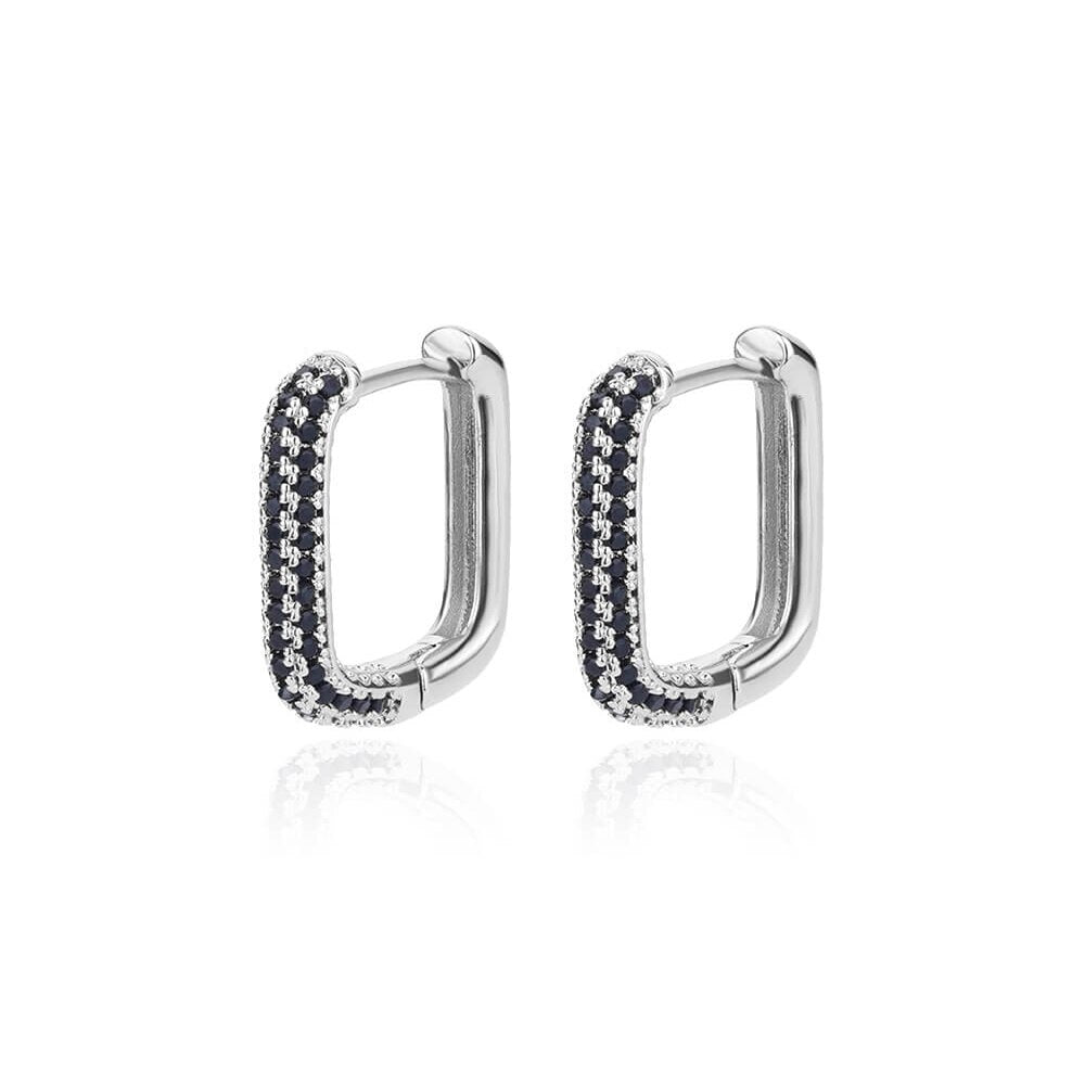 Colorful Zircon Hoop Earrings for Women  Stainless Steel Square Earrings Couple Wedding Aesthetic Jewelry pendientes mujer