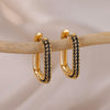 Colorful Zircon Hoop Earrings for Women  Stainless Steel Square Earrings Couple Wedding Aesthetic Jewelry pendientes mujer