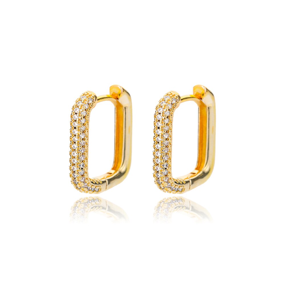 Colorful Zircon Hoop Earrings for Women  Stainless Steel Square Earrings Couple Wedding Aesthetic Jewelry pendientes mujer