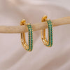 Colorful Zircon Hoop Earrings for Women  Stainless Steel Square Earrings Couple Wedding Aesthetic Jewelry pendientes mujer