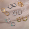 Colorful Zircon Hoop Earrings for Women  Stainless Steel Square Earrings Couple Wedding Aesthetic Jewelry pendientes mujer