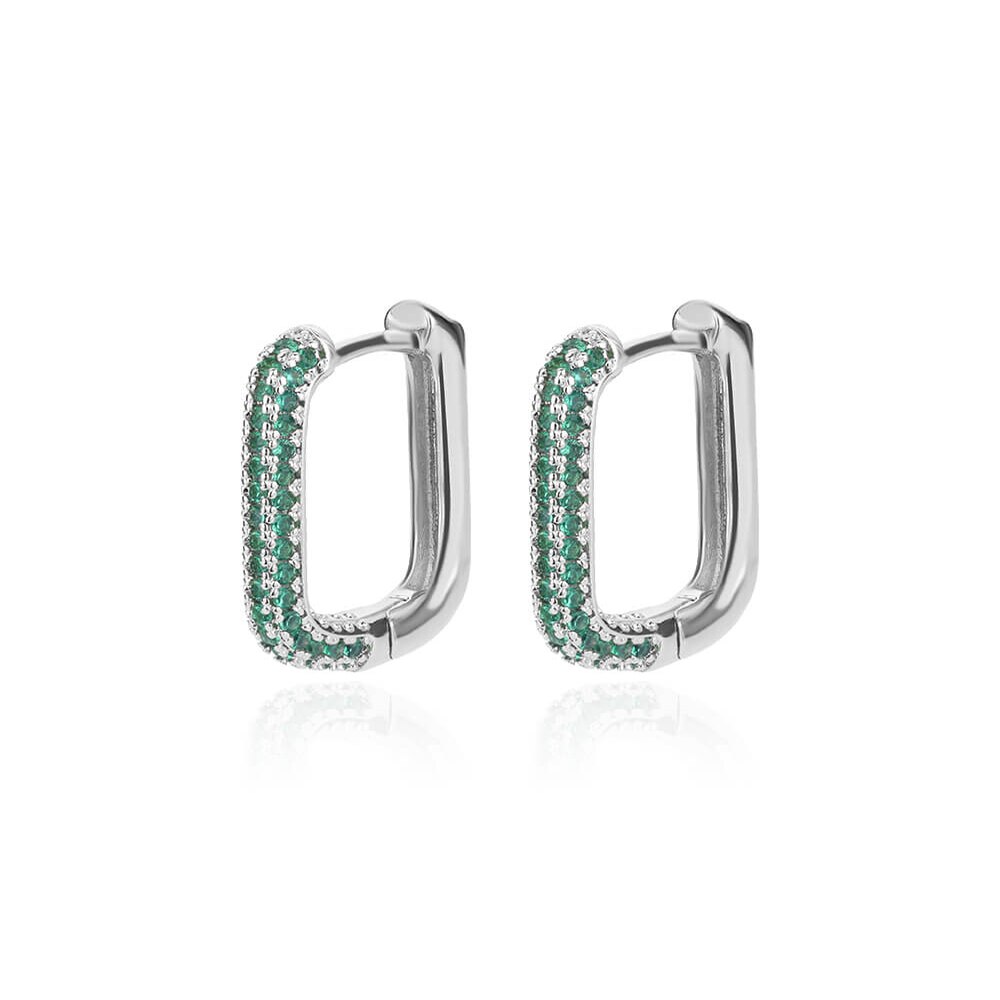 Colorful Zircon Hoop Earrings for Women  Stainless Steel Square Earrings Couple Wedding Aesthetic Jewelry pendientes mujer