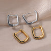 Colorful Zircon Hoop Earrings for Women  Stainless Steel Square Earrings Couple Wedding Aesthetic Jewelry pendientes mujer
