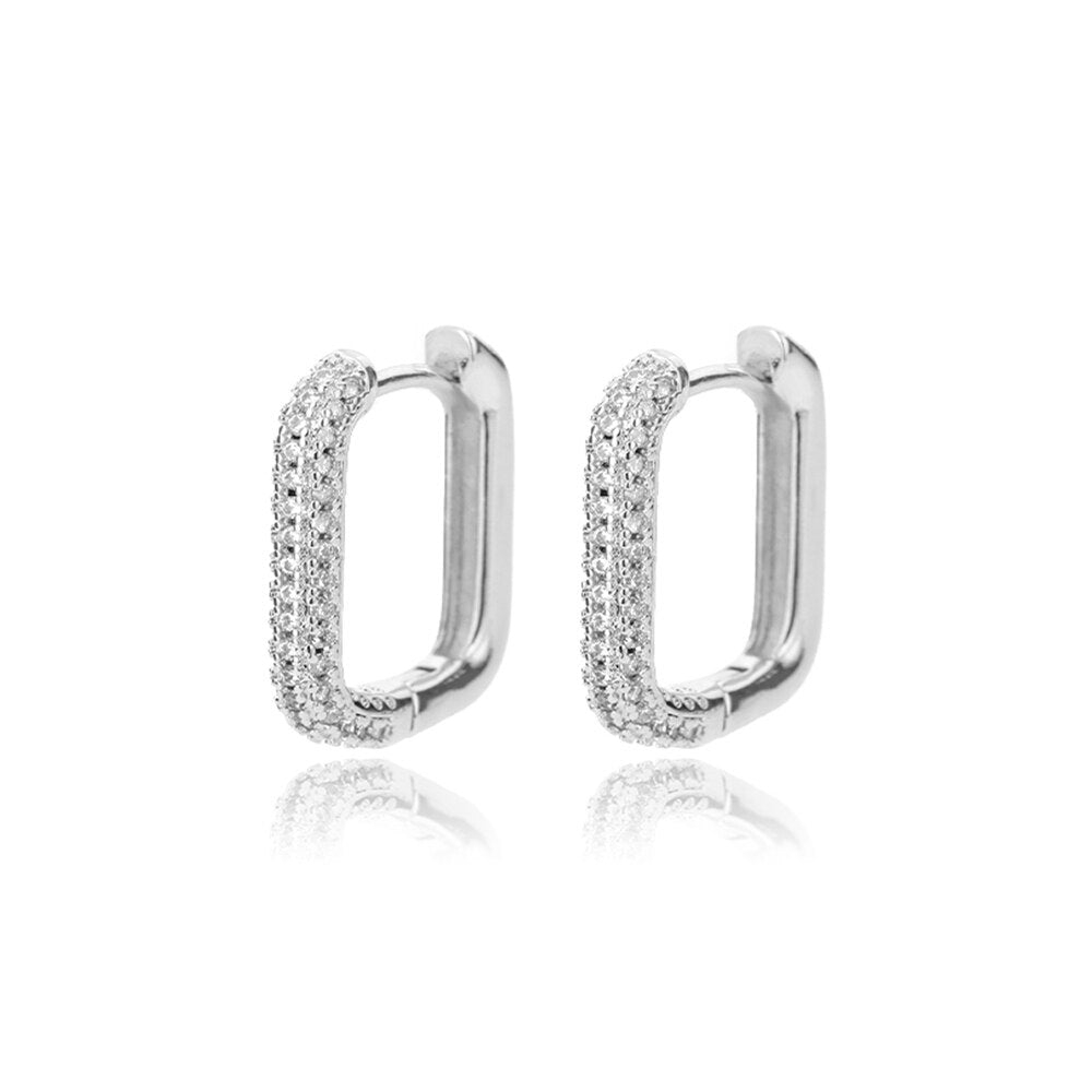 Colorful Zircon Hoop Earrings for Women  Stainless Steel Square Earrings Couple Wedding Aesthetic Jewelry pendientes mujer
