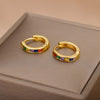 Colorful Zircon Hoop Earrings for Women Stainless Steel Gold Color Round Earrings Trend 2023 Couple Wedding Piercing Jewerly