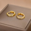 Colorful Zircon Hoop Earrings for Women Stainless Steel Gold Color Round Earrings Trend 2023 Couple Wedding Piercing Jewerly
