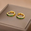 Colorful Zircon Hoop Earrings for Women Stainless Steel Gold Color Round Earrings Trend 2023 Couple Wedding Piercing Jewerly