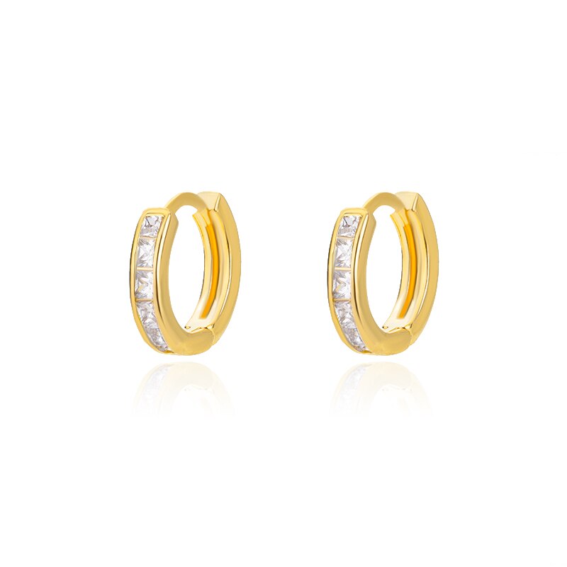 Colorful Zircon Hoop Earrings for Women Stainless Steel Gold Color Round Earrings Trend 2023 Couple Wedding Piercing Jewerly