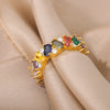 Colorful Zircon Rings for Women Open Stainless Steel Gold Color Finger Ring 2023 Trend Wedding Jewelry Christmas Gift anillos