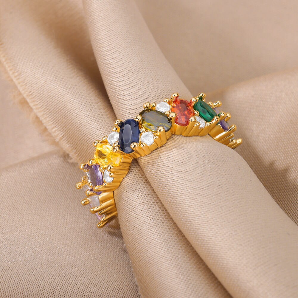 Colorful Zircon Rings for Women Open Stainless Steel Gold Color Finger Ring 2023 Trend Wedding Jewelry Christmas Gift anillos