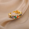 Colorful Zircon Rings for Women Open Stainless Steel Gold Color Finger Ring 2023 Trend Wedding Jewelry Christmas Gift anillos