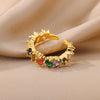 Colorful Zircon Rings for Women Open Stainless Steel Gold Color Finger Ring 2023 Trend Wedding Jewelry Christmas Gift anillos