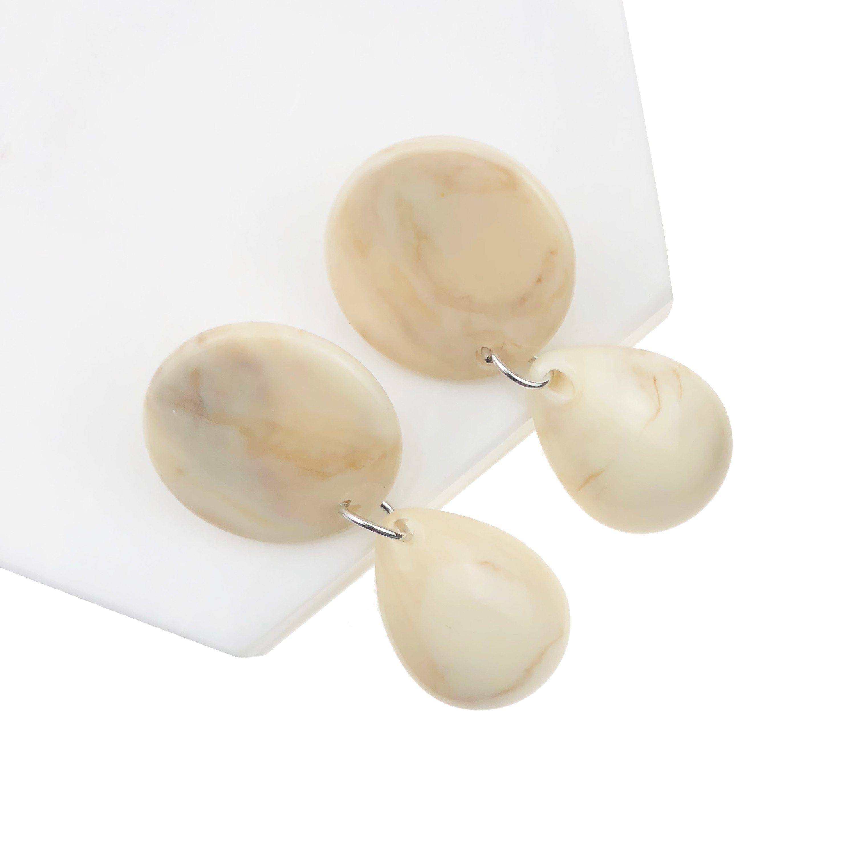 Colorfull Party Two Circle Resin Drop Earrings 925 Sterling Silver Creative Jewelry Woman Fashion Week Designer Gift