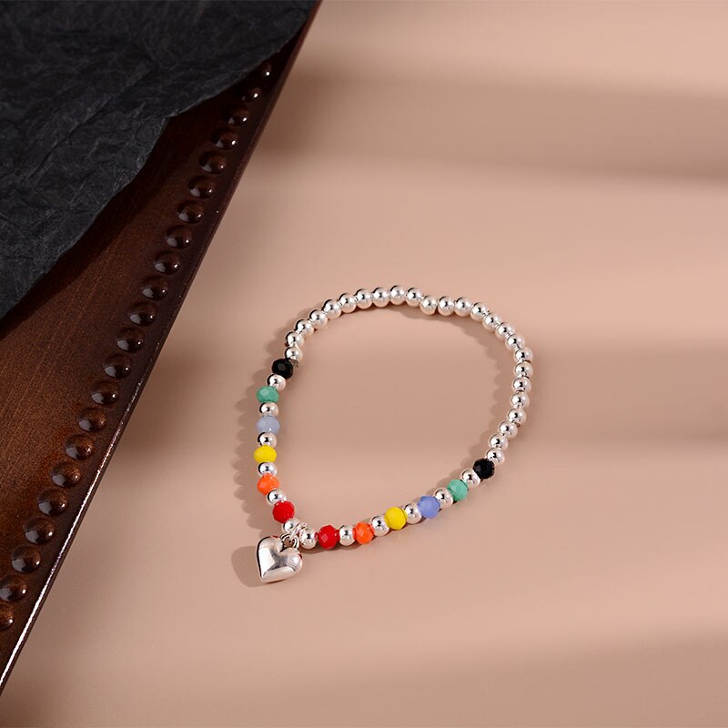 Colour Beaded Heart Women Bracelet Gift Female Jewelry 2022 Trend Korean Sexy Accessories Valentine's GaaBou Christmas