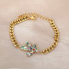 Colourful Crystal Zircon Cactus Bracelets For Women Girls Stainless Steel Gold Color Bracelet Plant Boho Jewelry pulseras mujer