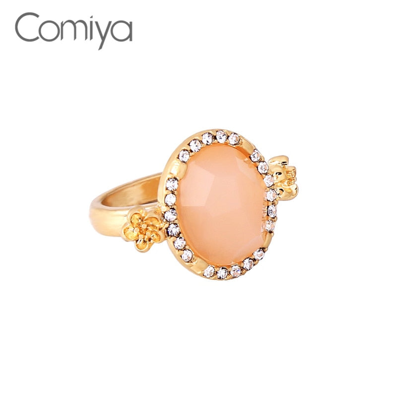 Brand Rings For Women Zi Alloy Vintage Oval Shape Stone Mosaic Big Party Ring Gold Color Bague Femme Aliexpress