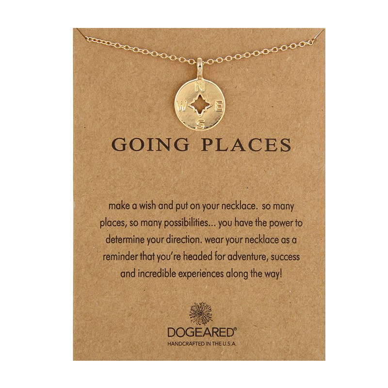 Compass gold and silver necklace Pendant Fashion Simple Long Chain Necklace For Women Birthd Gifts With Card Clavicle chain