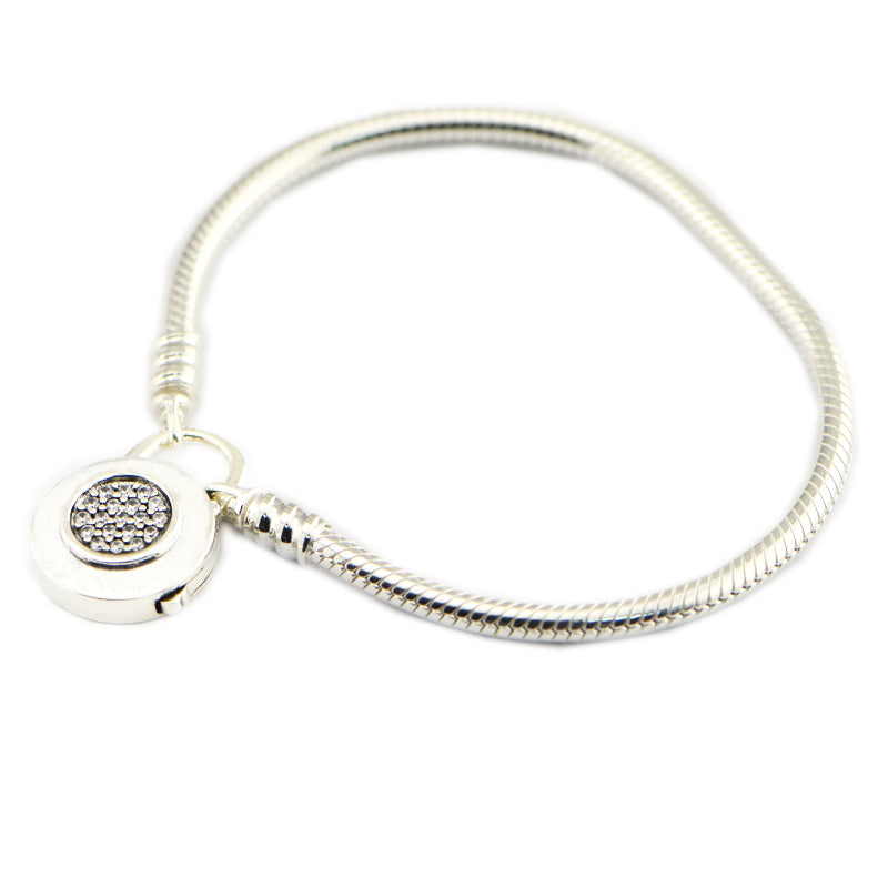 Compatible With European Jewelry Moments Smooth Silver Bracelet CZ 100% 925 Sterling Silver Bracelets DIY Wholesale