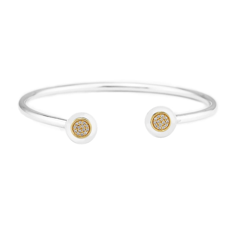 Compatible With European Jewelry Silver Bangle with Clear CZ 100% 925 Sterling Silver Bangles DIY Wholesale