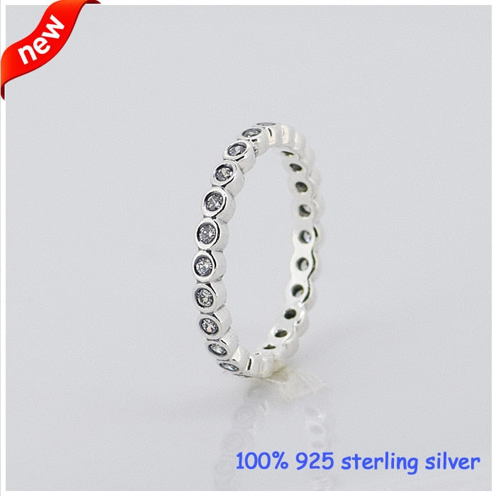 Compatible With European Jewelry Small round Silver Rings with CZ 100% 925 Sterling Silver Rings DIY Jewelry Wholesale 09R039
