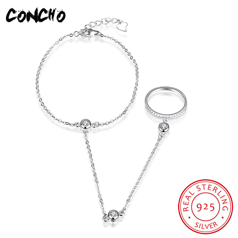 Jewelry 925 Sterling Silver Geometric Shape Set Zircon Bracelet For Women Design Exaggeration Jewellery 2020 Hot Sale