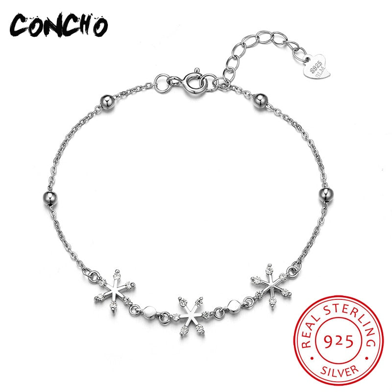Jewelry 925 Sterling Silver Snowflake Zircon Bracelet For Women Elegant Holid Gifts 2020 Sale Hot Sale Id Bracelets
