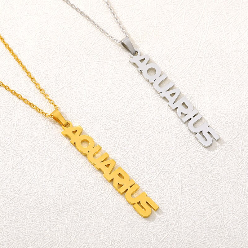 Constellation Zodiac Necklace For Women Stainless Steel Gold Color Necklace Taurus Aries Virgo Choker Collares Aesthetic Jewerly
