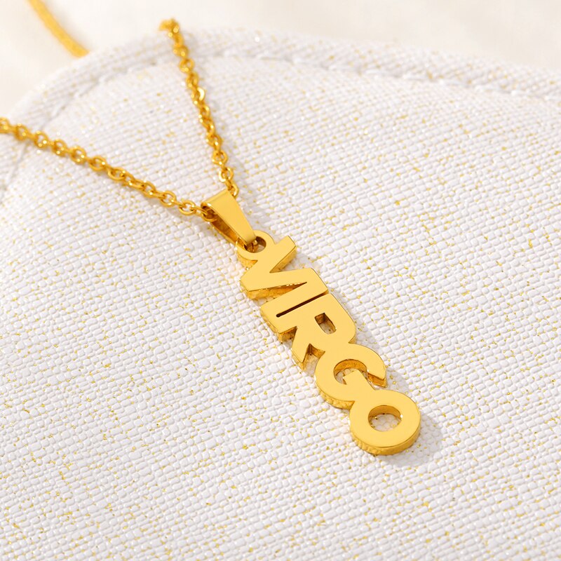 Constellation Zodiac Necklace For Women Stainless Steel Gold Color Necklace Taurus Aries Virgo Choker Collares Aesthetic Jewerly