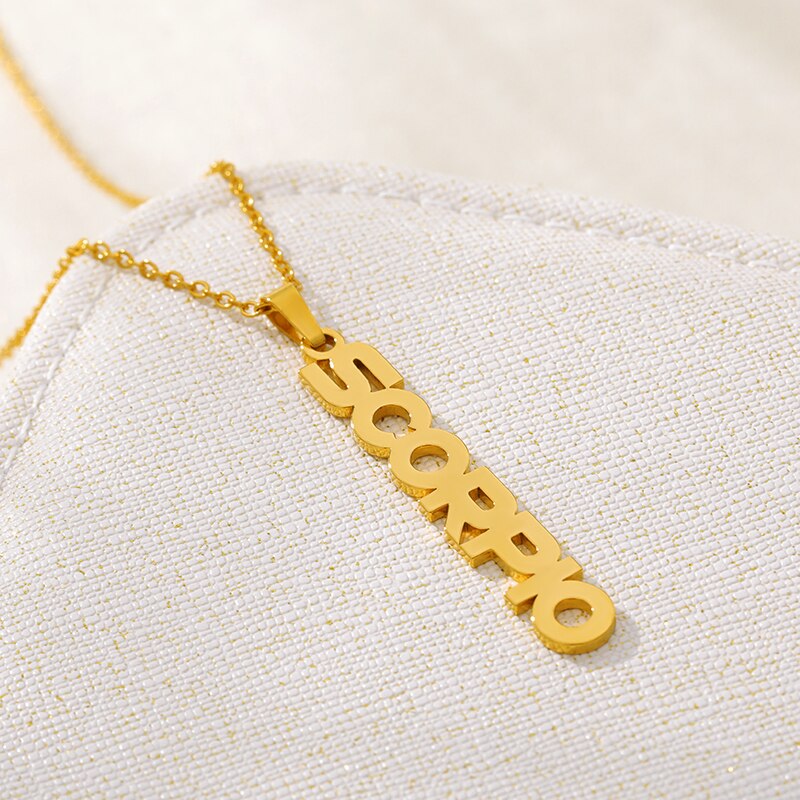 Constellation Zodiac Necklace For Women Stainless Steel Gold Color Necklace Taurus Aries Virgo Choker Collares Aesthetic Jewerly