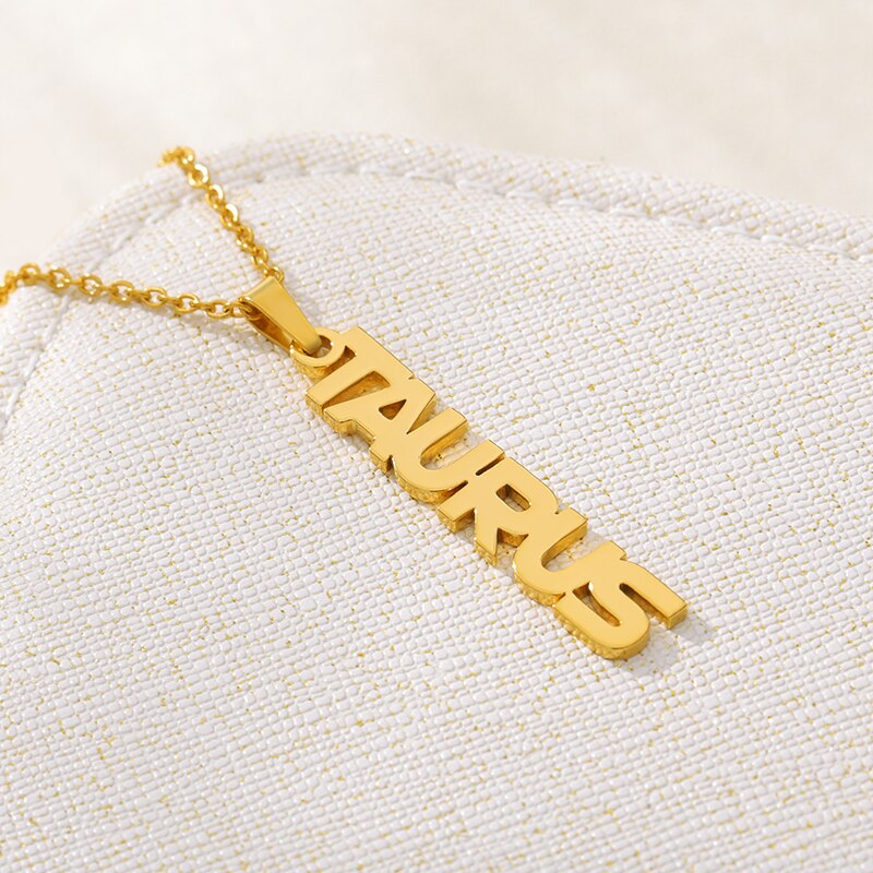 Constellation Zodiac Necklace For Women Stainless Steel Gold Color Necklace Taurus Aries Virgo Choker Collares Aesthetic Jewerly