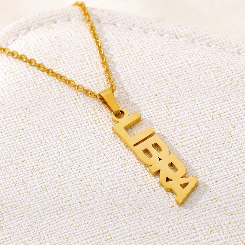 Constellation Zodiac Necklace For Women Stainless Steel Gold Color Necklace Taurus Aries Virgo Choker Collares Aesthetic Jewerly