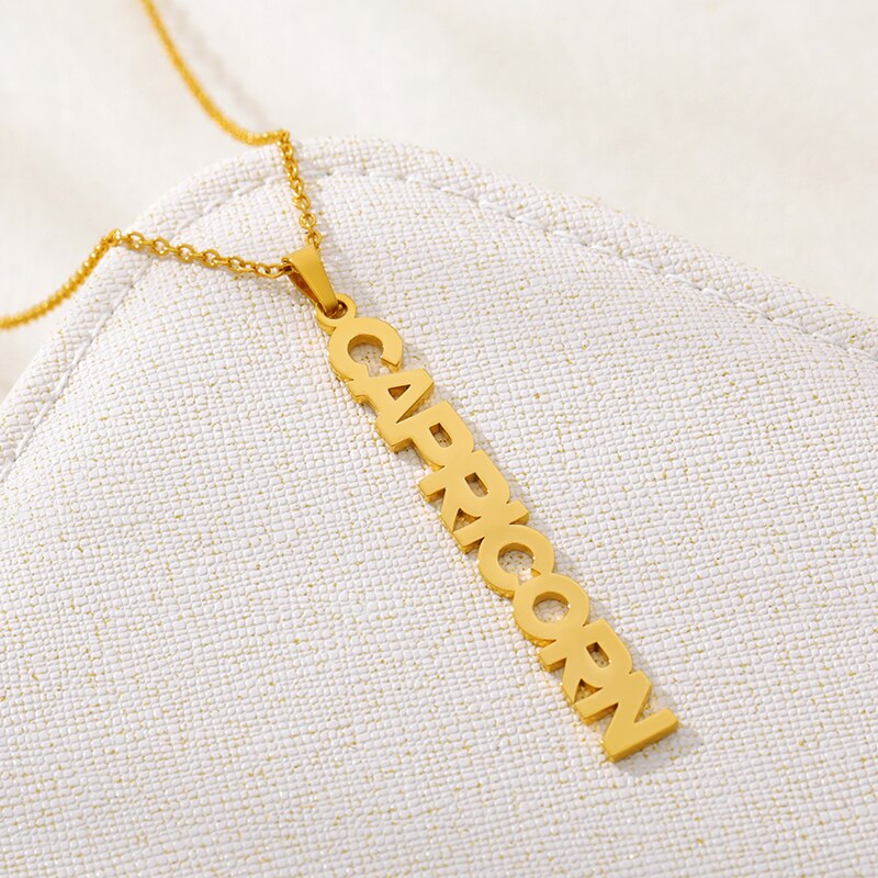 Constellation Zodiac Necklace For Women Stainless Steel Gold Color Necklace Taurus Aries Virgo Choker Collares Aesthetic Jewerly